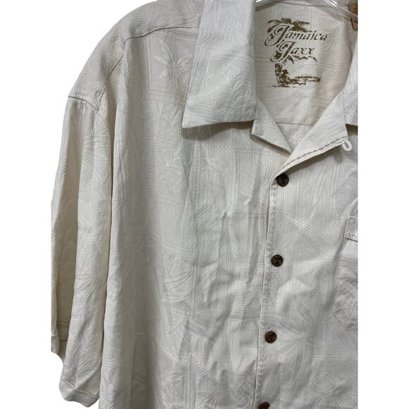 Jamaica Jaxx Shirt Adult Medium Beige Tan Button Up Casual Hawaiian Silk Men’s L - Picture 3 of 7